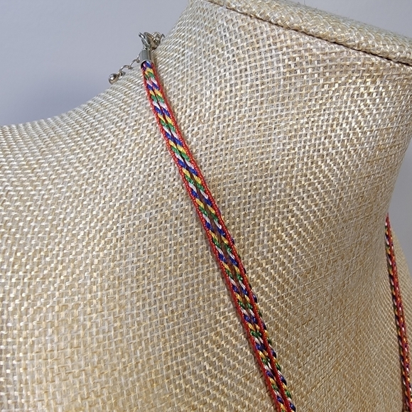 Old Navy Multi color braided necklace with Gold / Brass Tone Half Moon Pendant - Picture 6 of 16